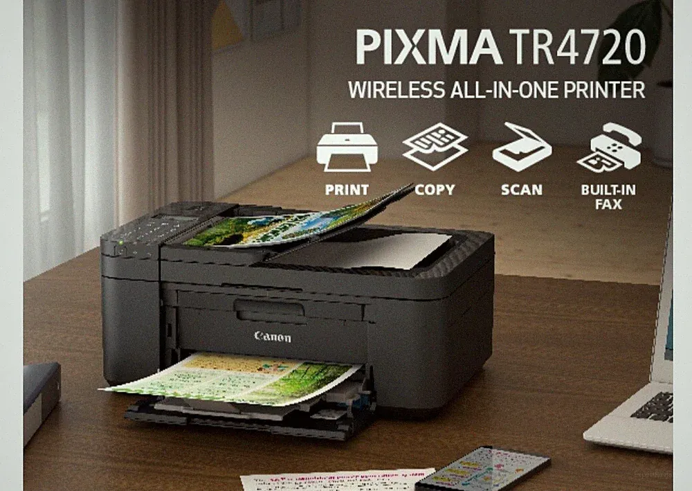 Canon PIXMA TR4720 All-in-One Wireless Printer for Home Use, with Auto Document