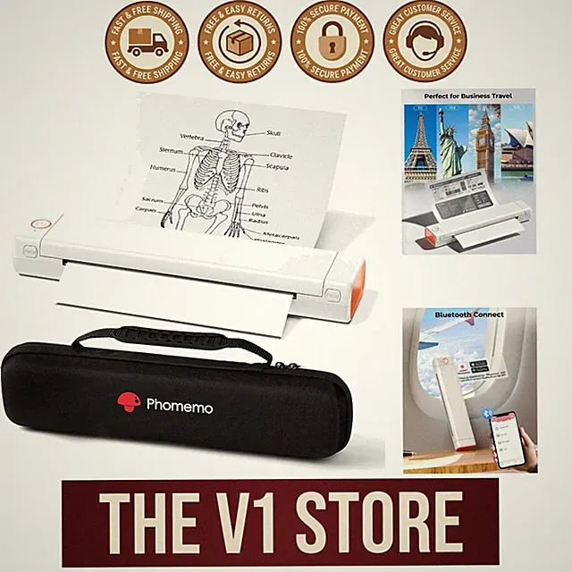 Compact Inkless Wireless Thermal Printer - Perfect for Travel and University Use
