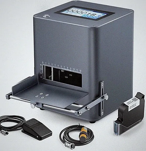 Desktop inkjet printer prints text, batch number, barcode, QR code