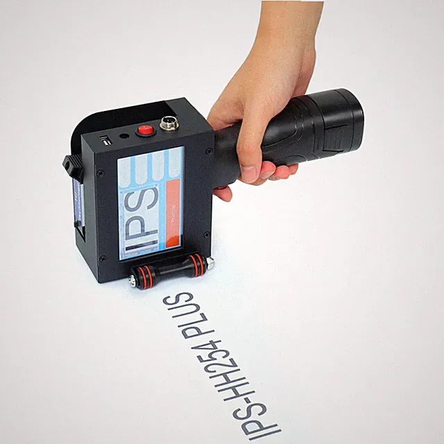 Handheld inkjet printer prints batch number, expiration date, brand logo text