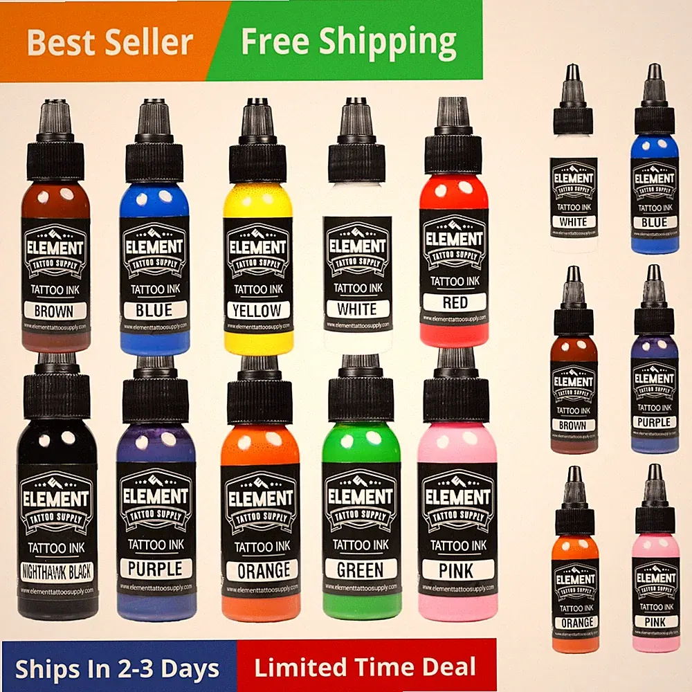 Ink Set 10 Bright Pigment Professional Solid ing Supplies for Human Skin Whit...