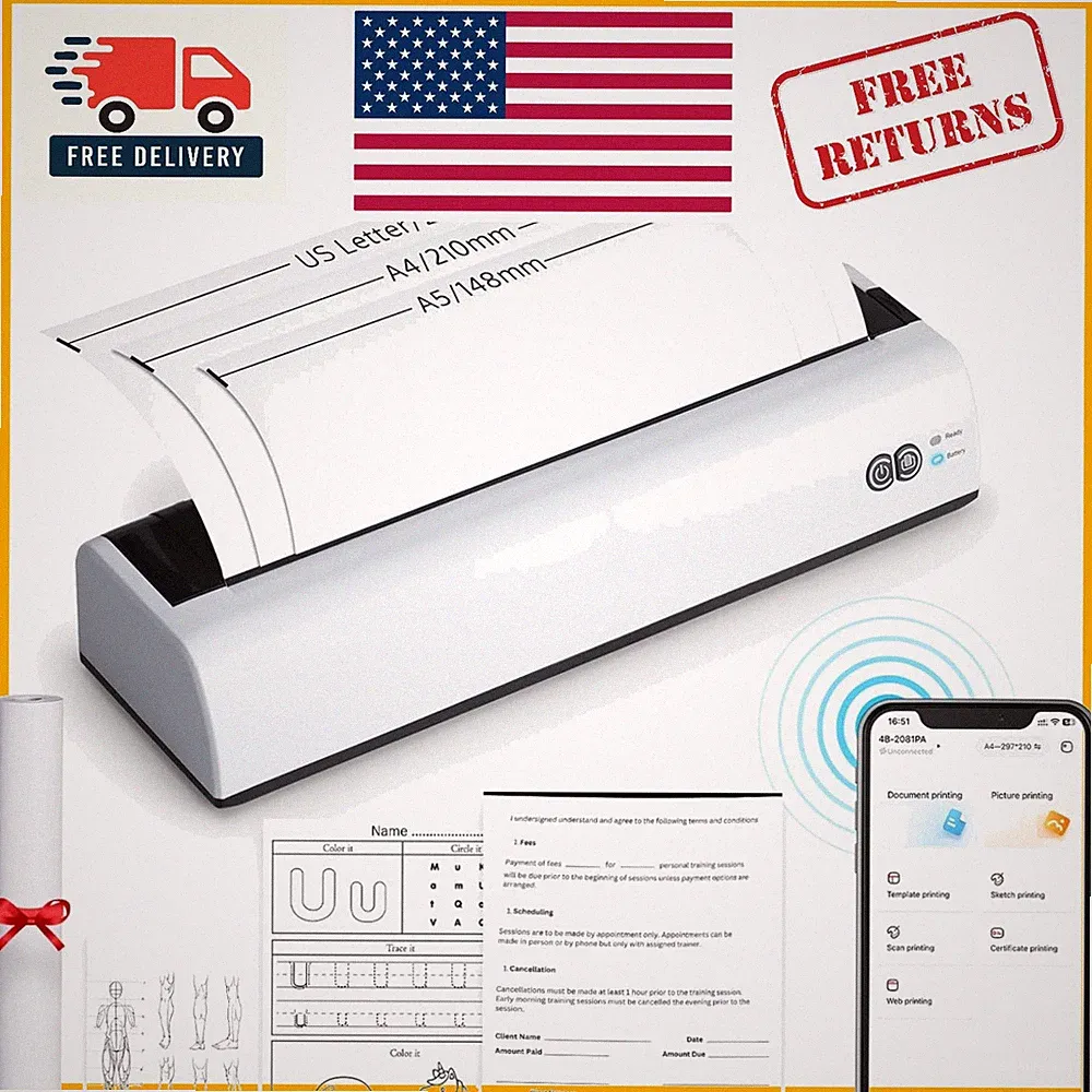 Lightweight Wireless Printer for Mobile Offices – Supports A4 & Letter Sizes