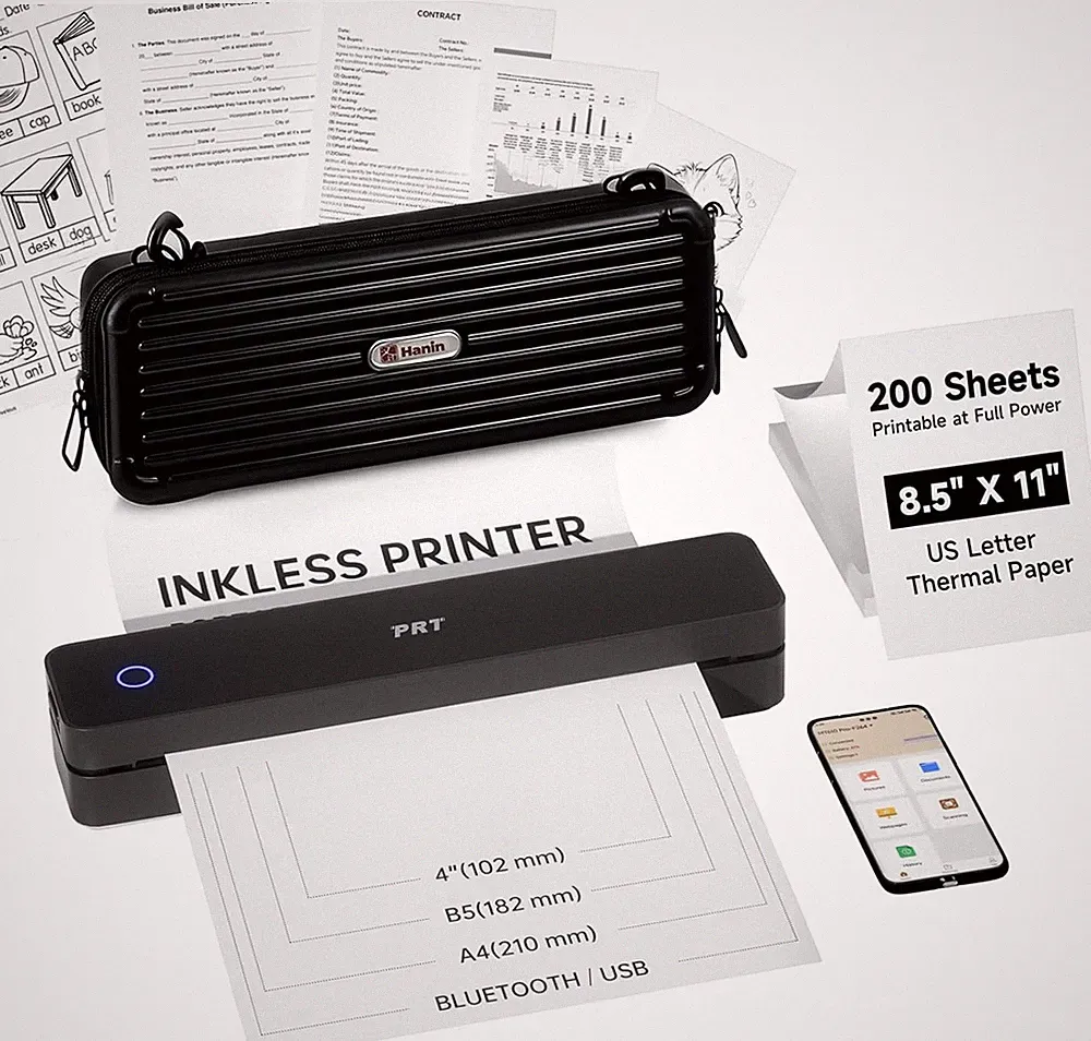 Portable Printer Wireless for Travel, Thermal Inkless Printer for Home Use, Come