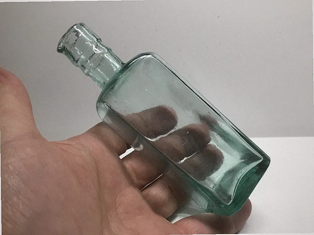Small Square Antique Master Ink Bottle With Pour Spout.