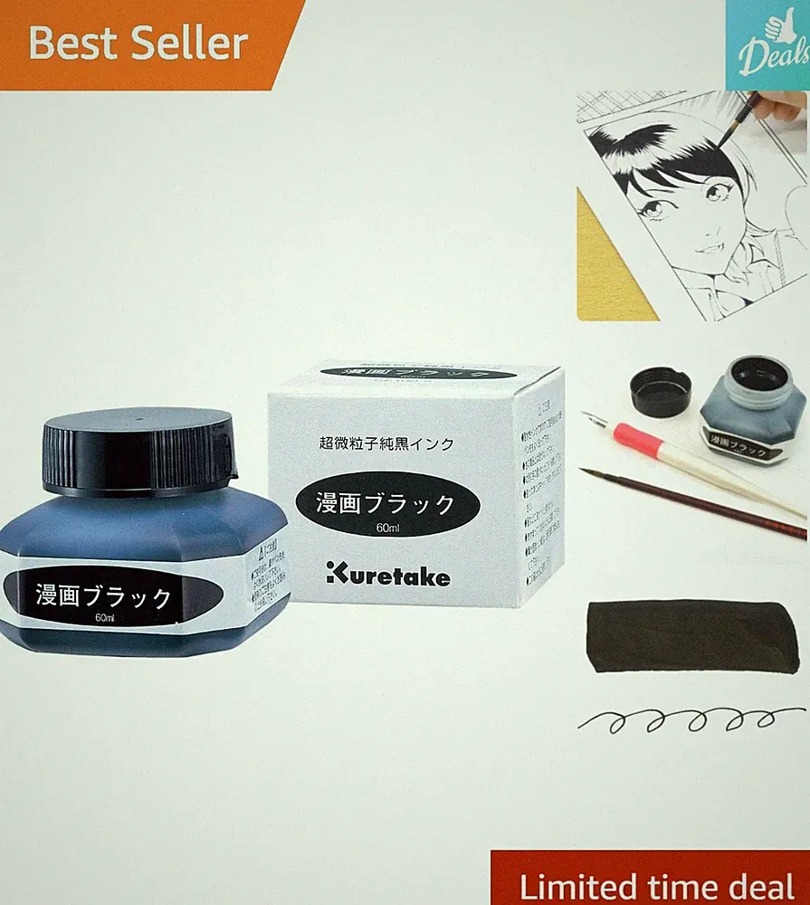 Versatile 60ml Black Metallic Ink for Calligraphy, Drawing & Creative Projects